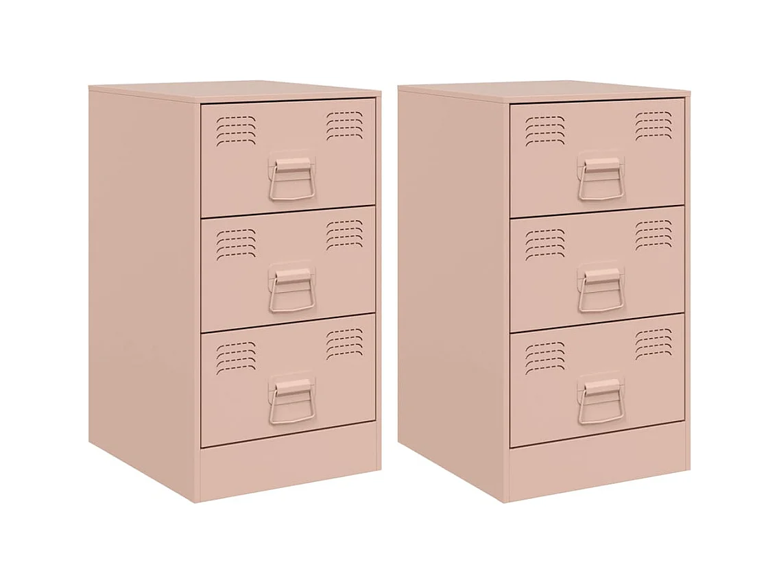 Hereford  Tables de chevet 2 pcs rose 34,5x39x62 cm acier