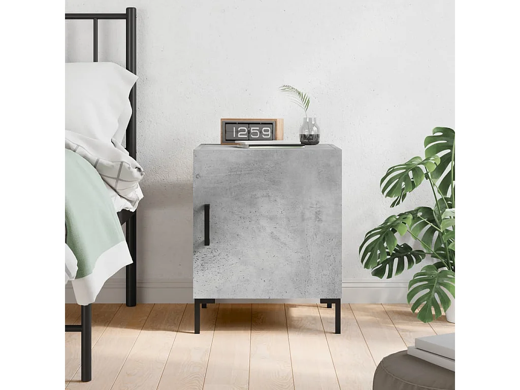 Emarente  Table de chevet gris béton 40x40x50 cm bois d’ingénierie