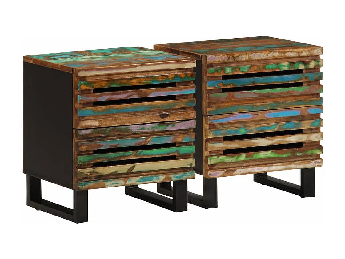 Janoah  Nachttische 2 Stk. 40x34x46 cm Altholz Massiv