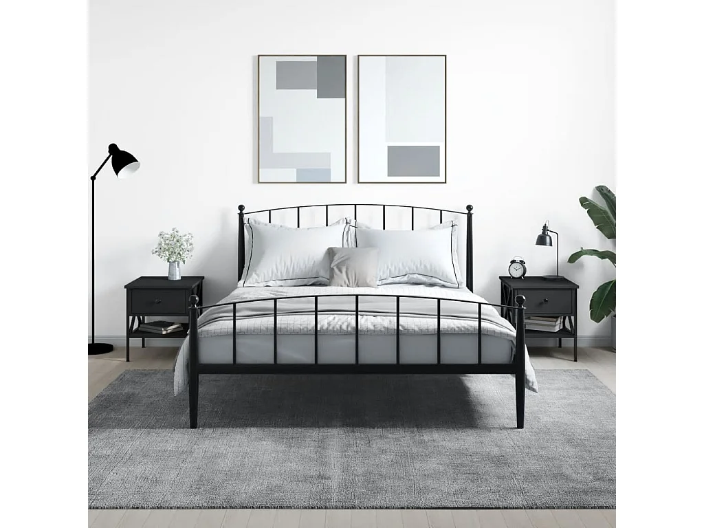 Wit  Nachtkastjes 2 st 40x42x45 cm bewerkt hout zwart