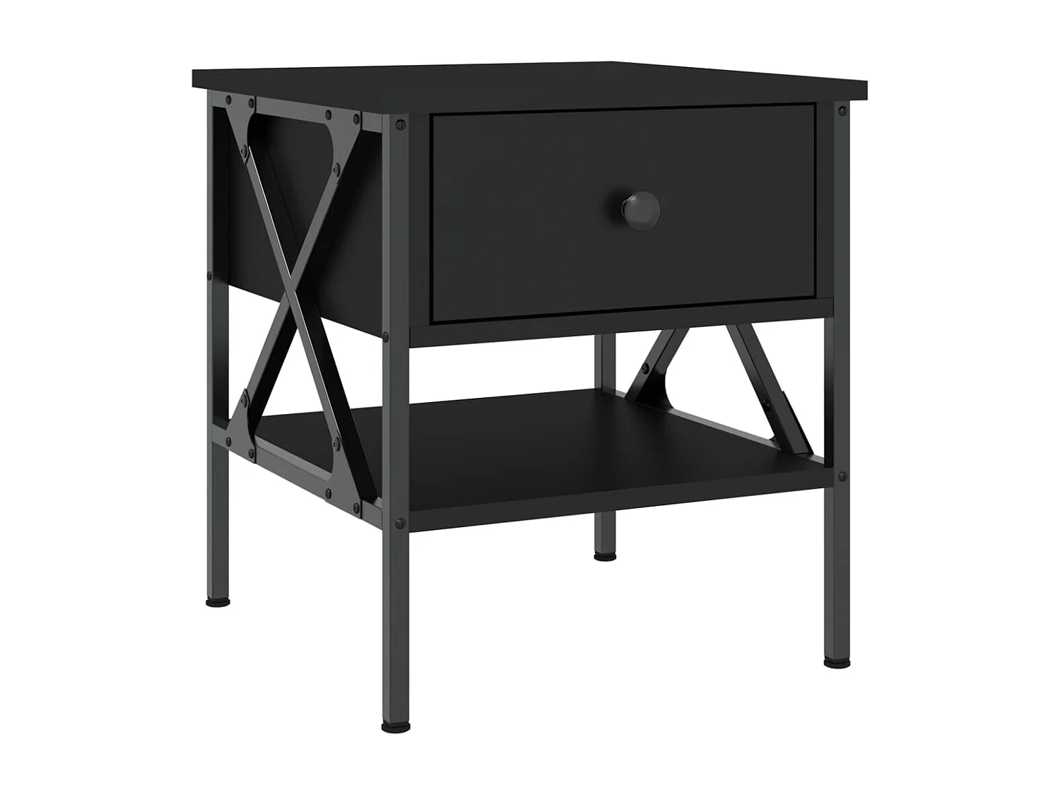 Wit  Nachtkastjes 2 st 40x42x45 cm bewerkt hout zwart