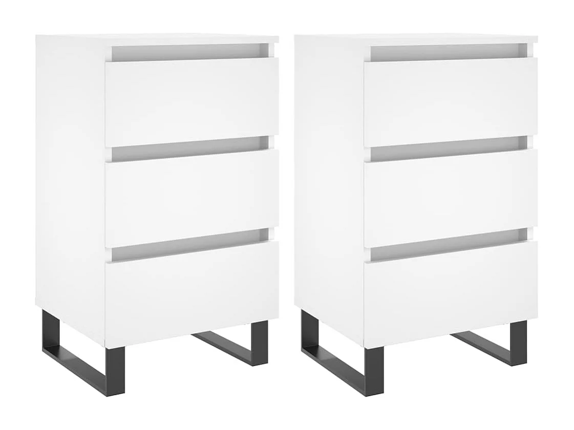 Boxtel  Tables de chevet 2 pcs blanc 40x35x69 cm bois d’ingénierie