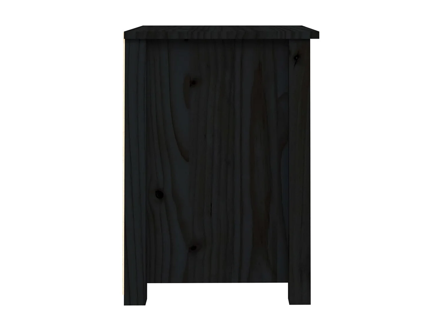 Aldino  Nachttisch Schwarz 40x35x49 cm Massivholz Kiefer