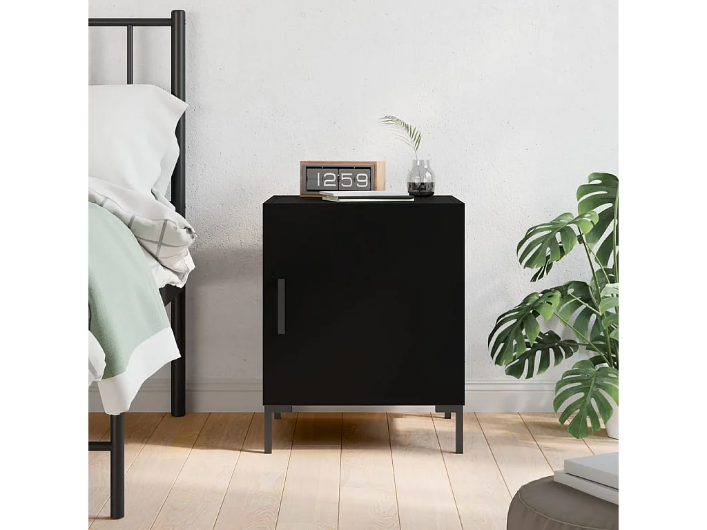 Emarente  Table de chevet noir 40x40x50 cm bois d’ingénierie