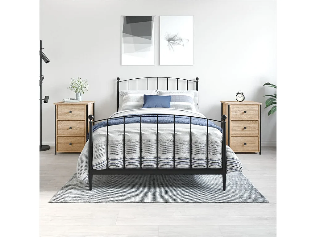 Elorin  Nachtkastjes 2 st 40x36x60 cm bewerkt hout sonoma eikenkleurig