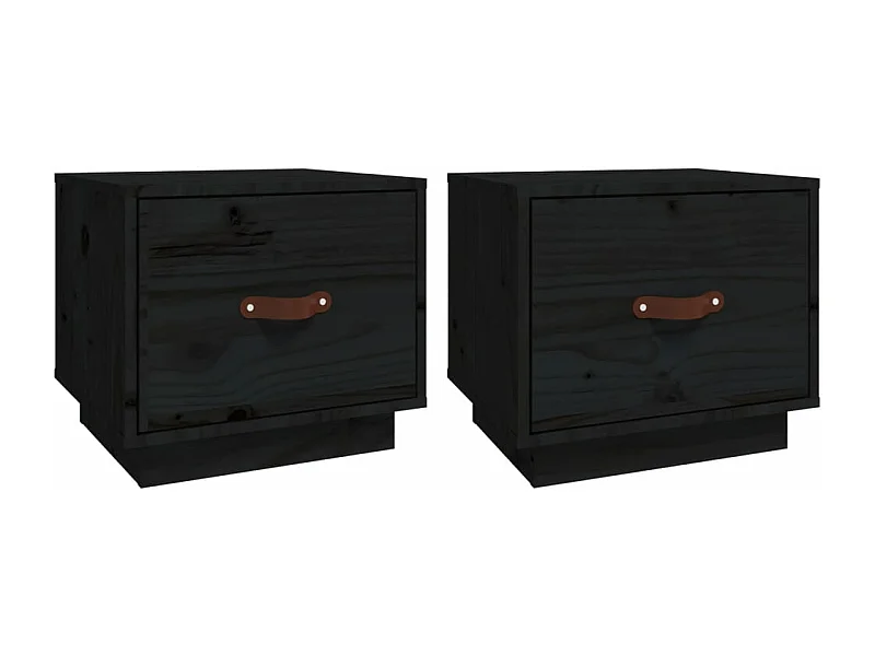 Ballston Lake  Tables de chevet 2 pcs Noir 40x34x35 cm Bois de pin massif