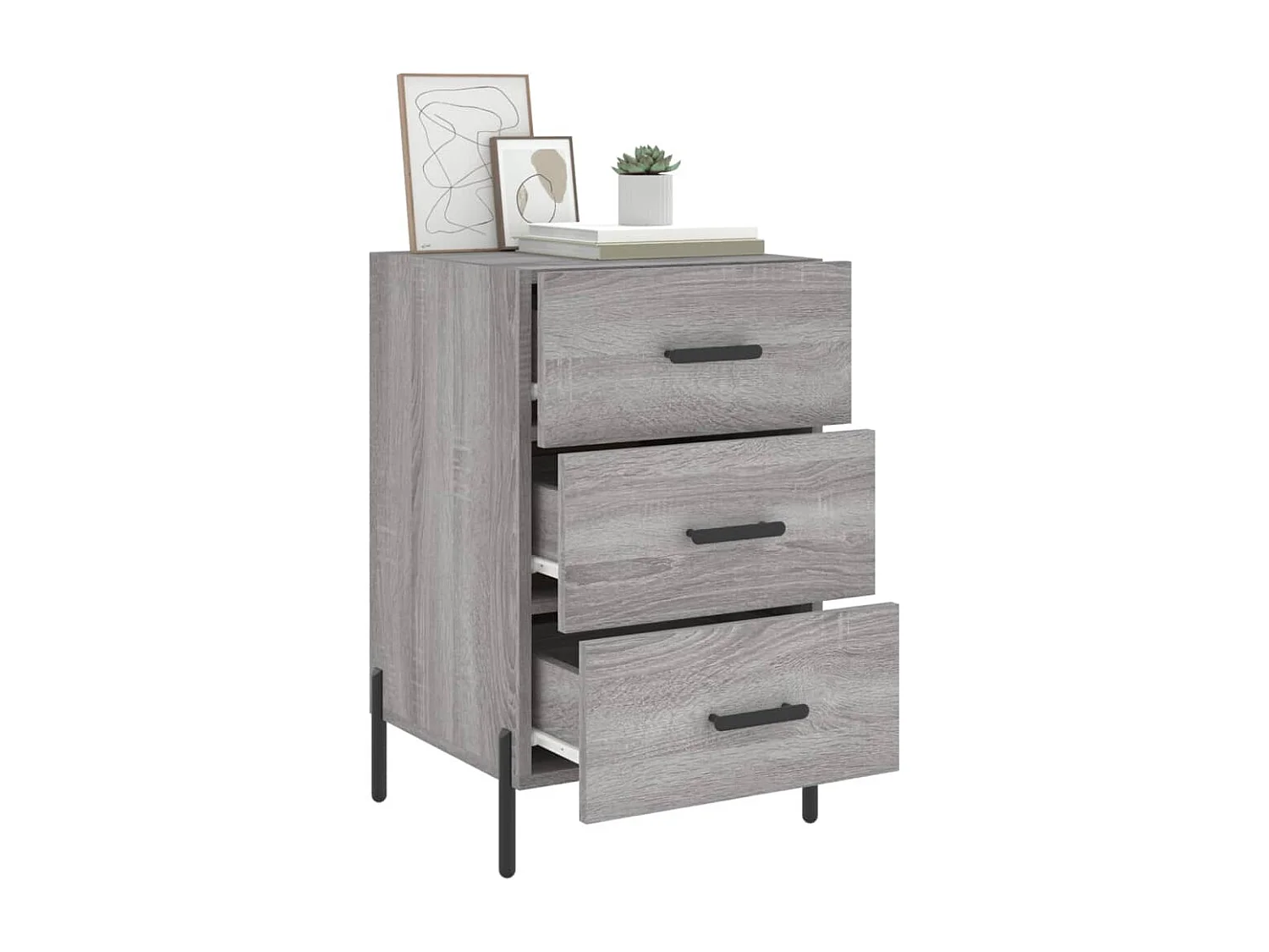 Linne  Table de chevet sonoma gris 40x40x66 cm bois d'ingénierie