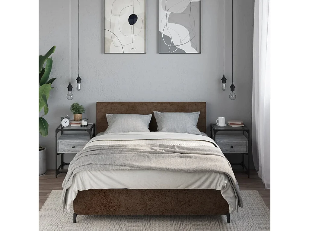 Kirsi  Mesita de noche 2 uds madera ingeniería gris Sonoma 40x40x55 cm