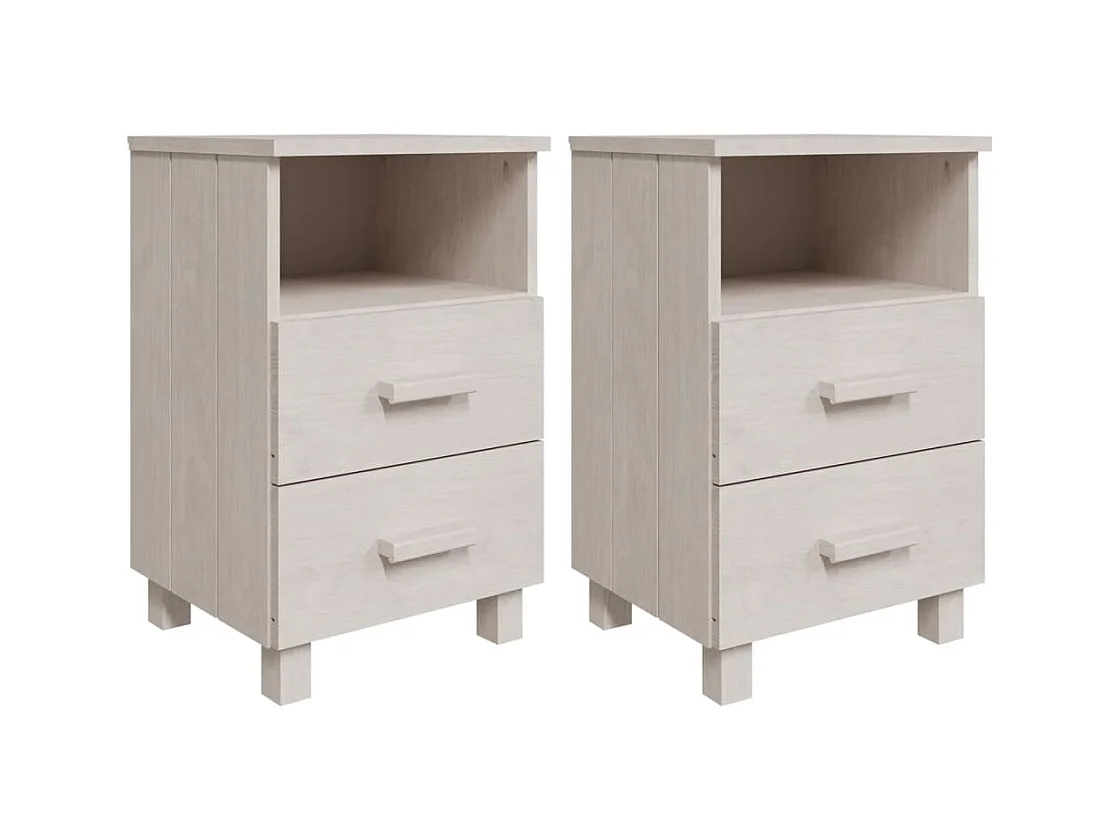 Calvino  Tables de chevet HAMAR 2 pcs Blanc 40x35x62 cm Bois massif