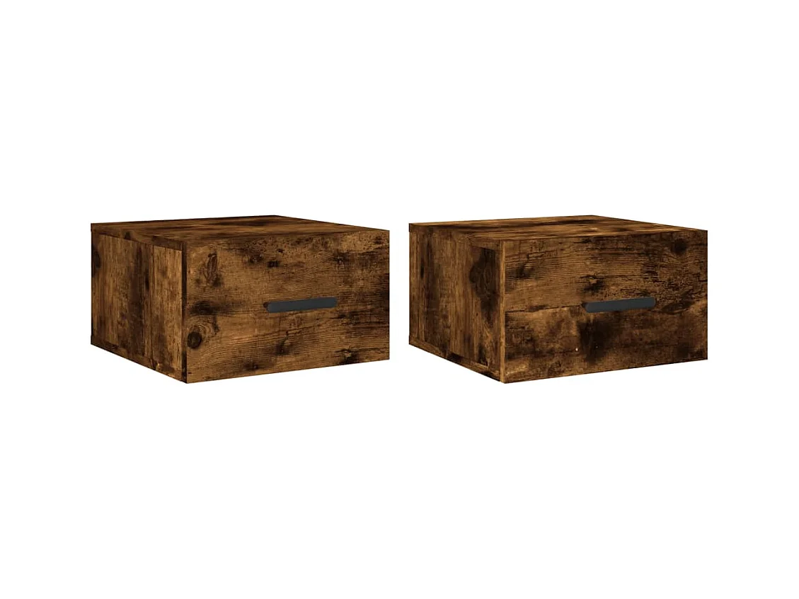 Cataula  Nachtkastjes 2 st wandgemonteerd 35x35x20 cm gerookt eikenkleur