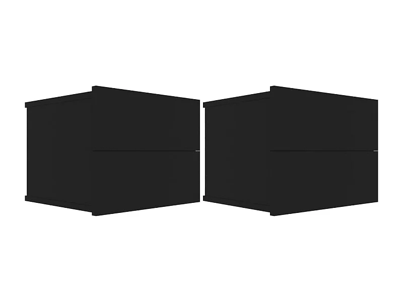 Ylöjärvi  Comodini 2 pz Neri 40x30x30 cm in Legno Multistrato