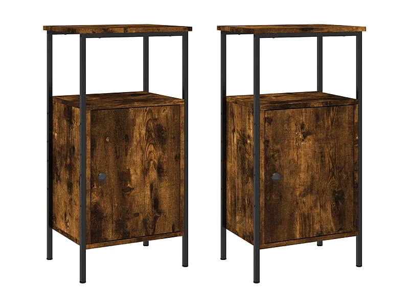 Wellford  Tables de chevet 2 pcs chêne fumé 41x31x80 cm bois ingénierie