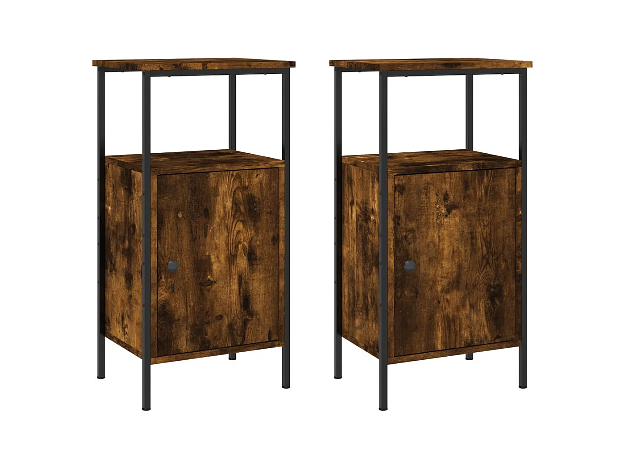 Wellford  Tables de chevet 2 pcs chêne fumé 41x31x80 cm bois ingénierie