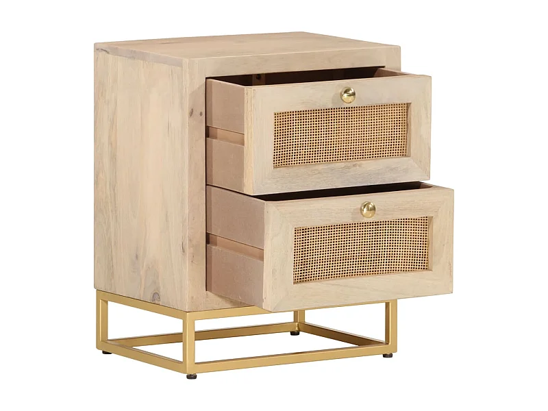 Garden Furniture -  Table de chevet 40x30x50 cm bois massif manguier et fer