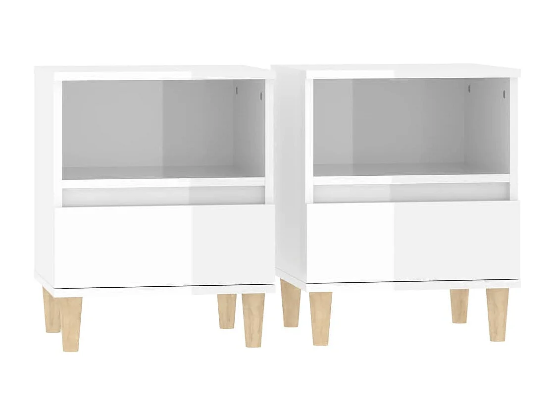 Palazzolo sull'Oglio  Tables de chevet 2 pcs Blanc brillant 40x35x50 cm