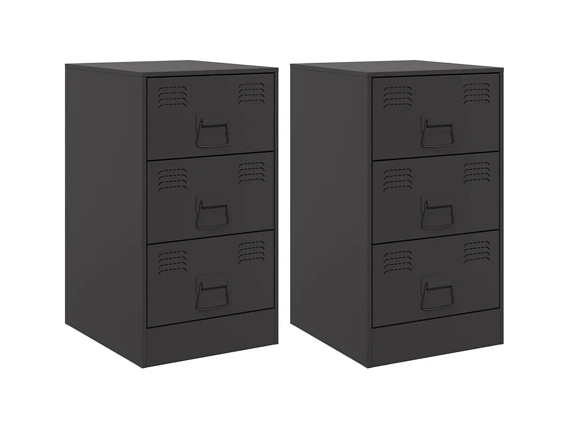 Hereford  Tables de chevet 2 pcs noir 34,5x39x62 cm acier