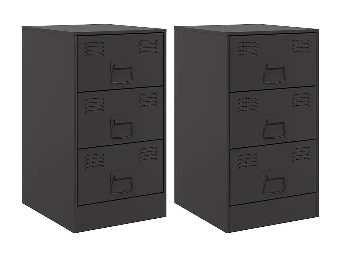 Hereford  Tables de chevet 2 pcs noir 34,5x39x62 cm acier