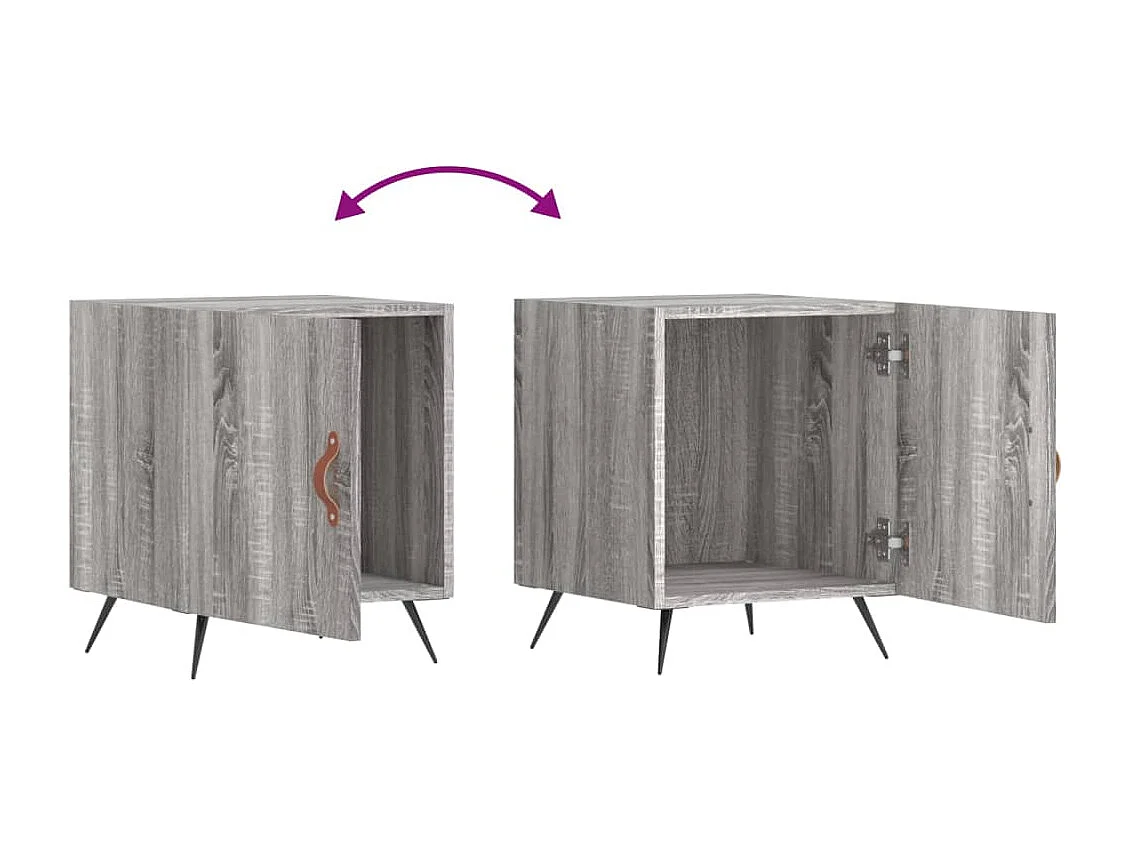 Aars  Tables de chevet 2 pcs sonoma gris 40x40x50cm bois d'ingénierie