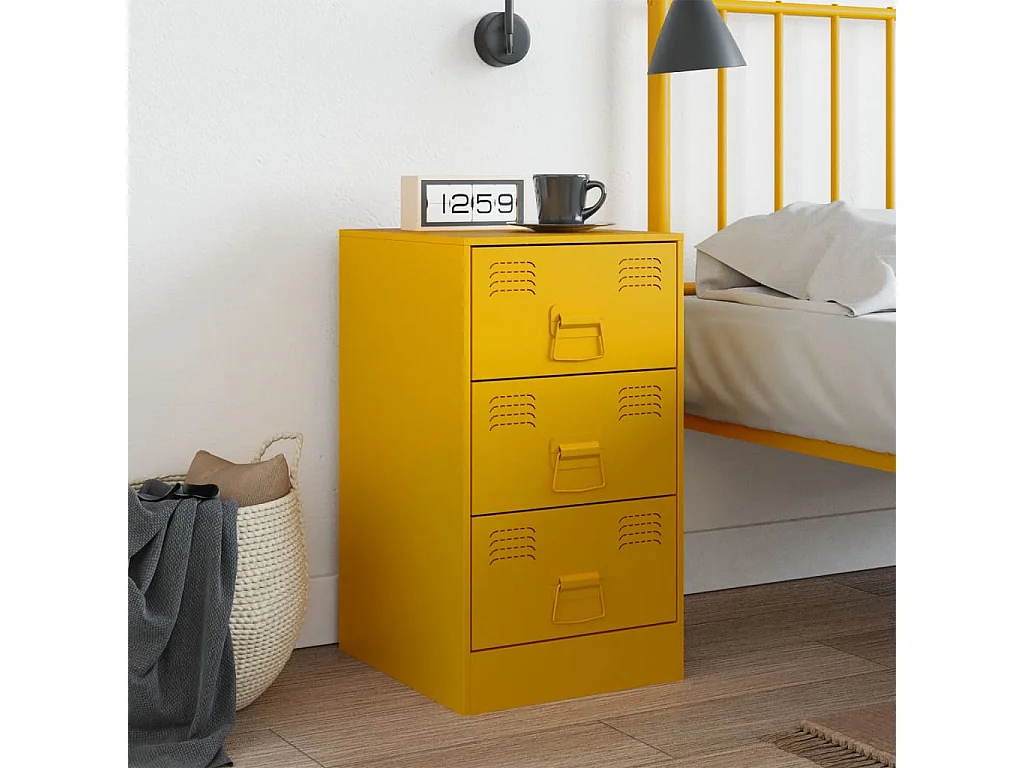 Hereford  Nachtkastje 34,5x39x62 cm staal mosterdgeel