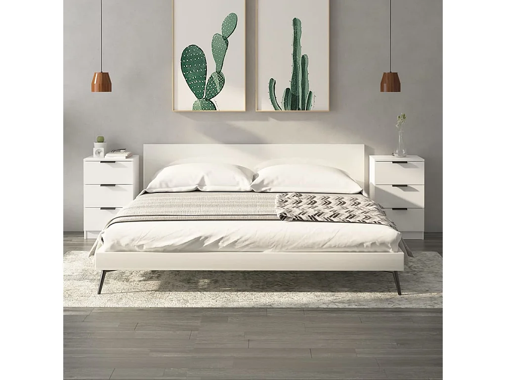 Tucson  Tables de chevet 2 pcs blanc brillant 40x36x65 cm