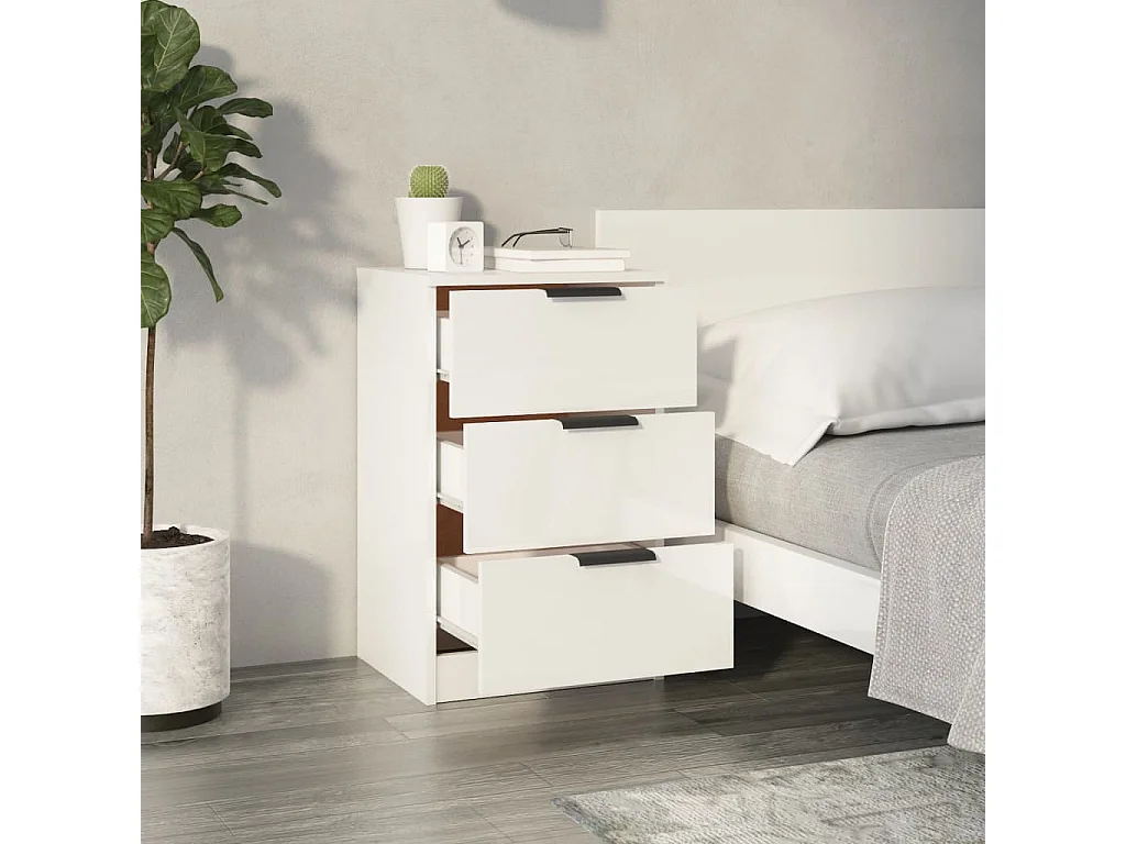 Tucson  Tables de chevet 2 pcs blanc brillant 40x36x65 cm