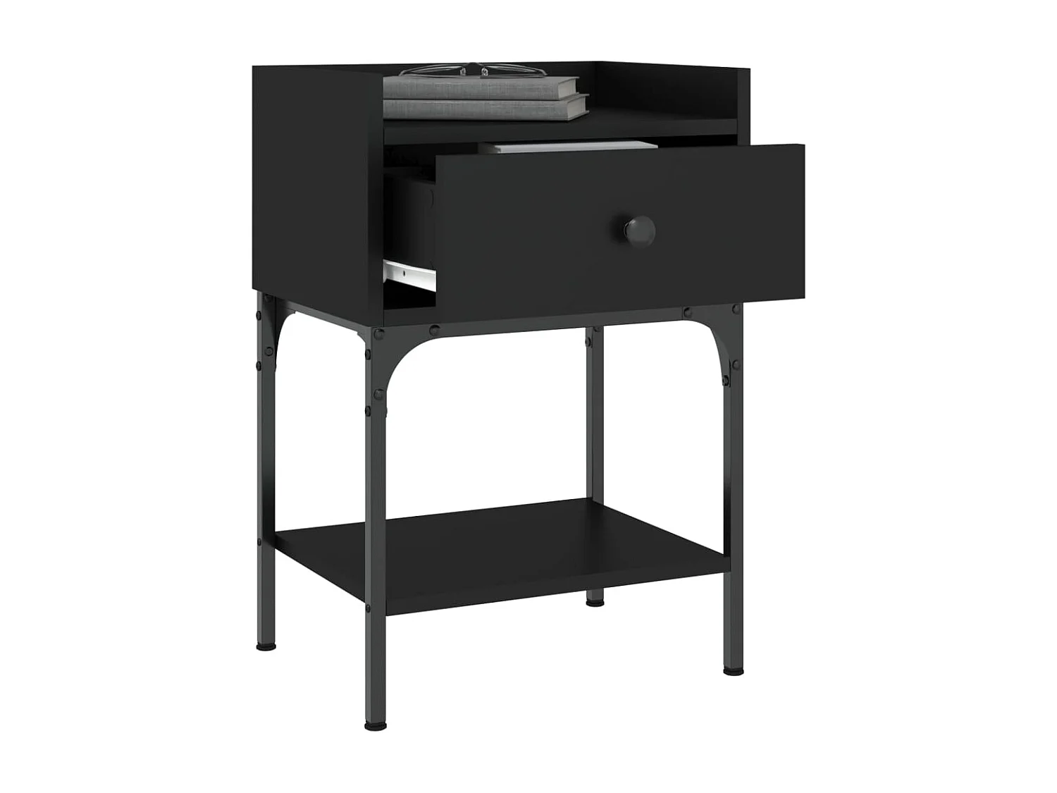 Charlie  Nachttisch Schwarz 40,5x31x60 cm Holzwerkstoff