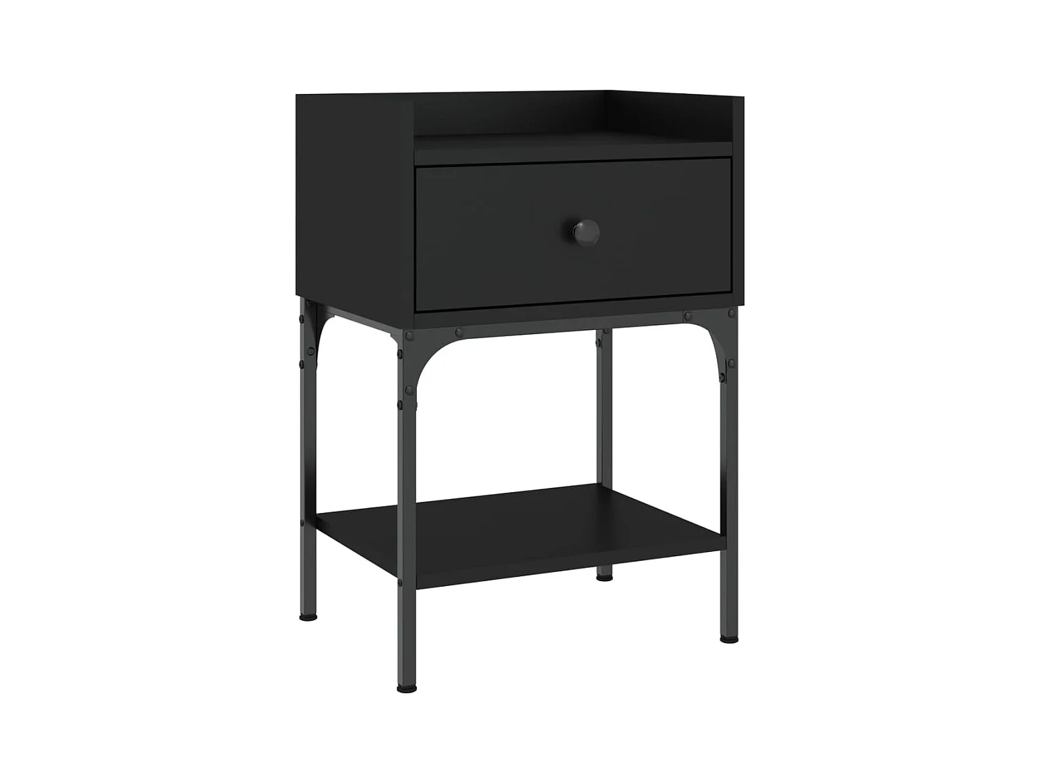 Charlie  Comodino Nero 40,5x31x60 cm in Legno Multistrato