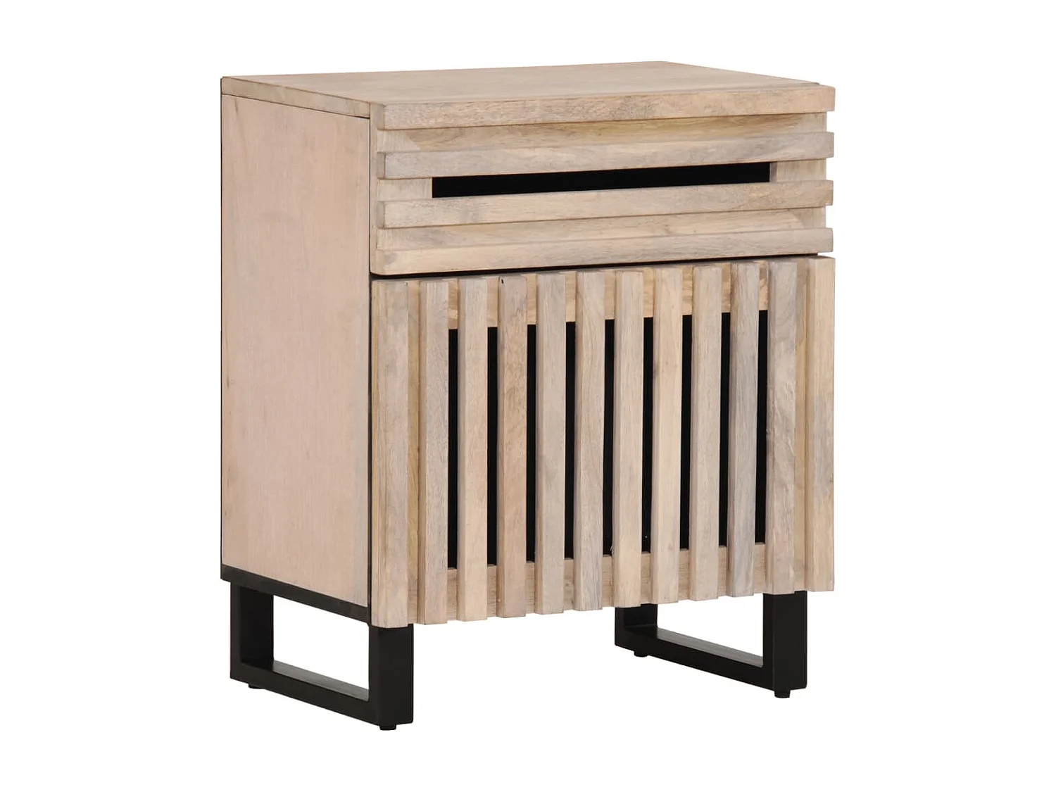 Åsulf  Comodino Bianco 50x34x60 cm in Legno Massello di Mango