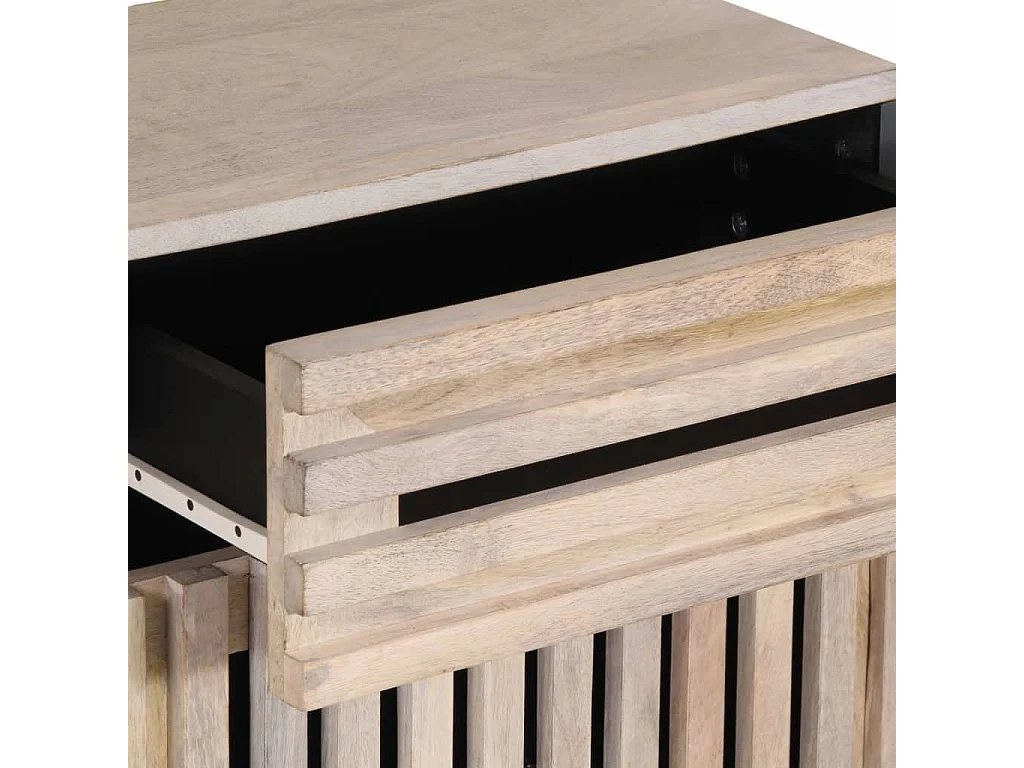 Åsulf  Comodino Bianco 50x34x60 cm in Legno Massello di Mango