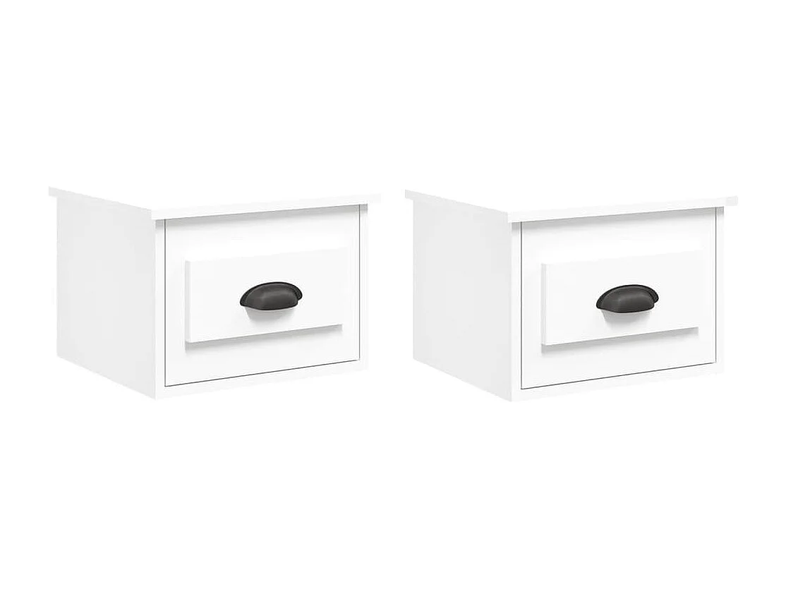 Boven-Leeuwen  Tables de chevet murales 2 pcs blanc 41,5x36x28 cm