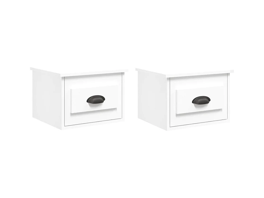 Boven-Leeuwen  Tables de chevet murales 2 pcs blanc 41,5x36x28 cm
