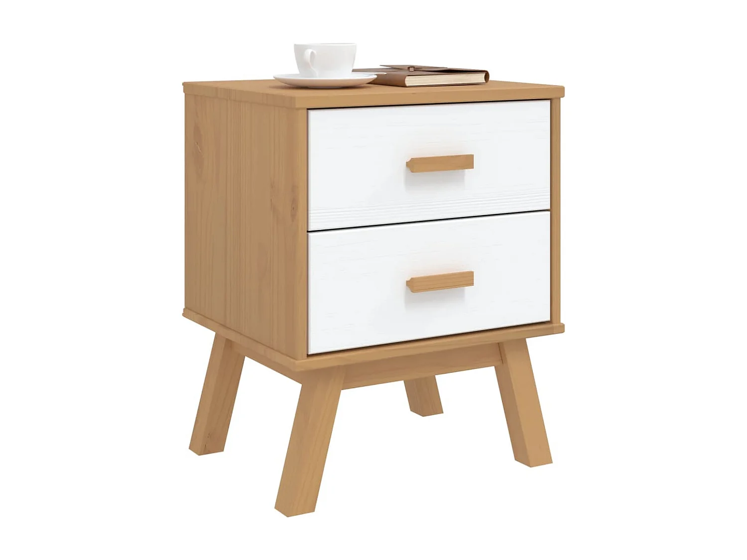 Felicity  Table de chevet OLDEN blanc et marron bois de pin solide