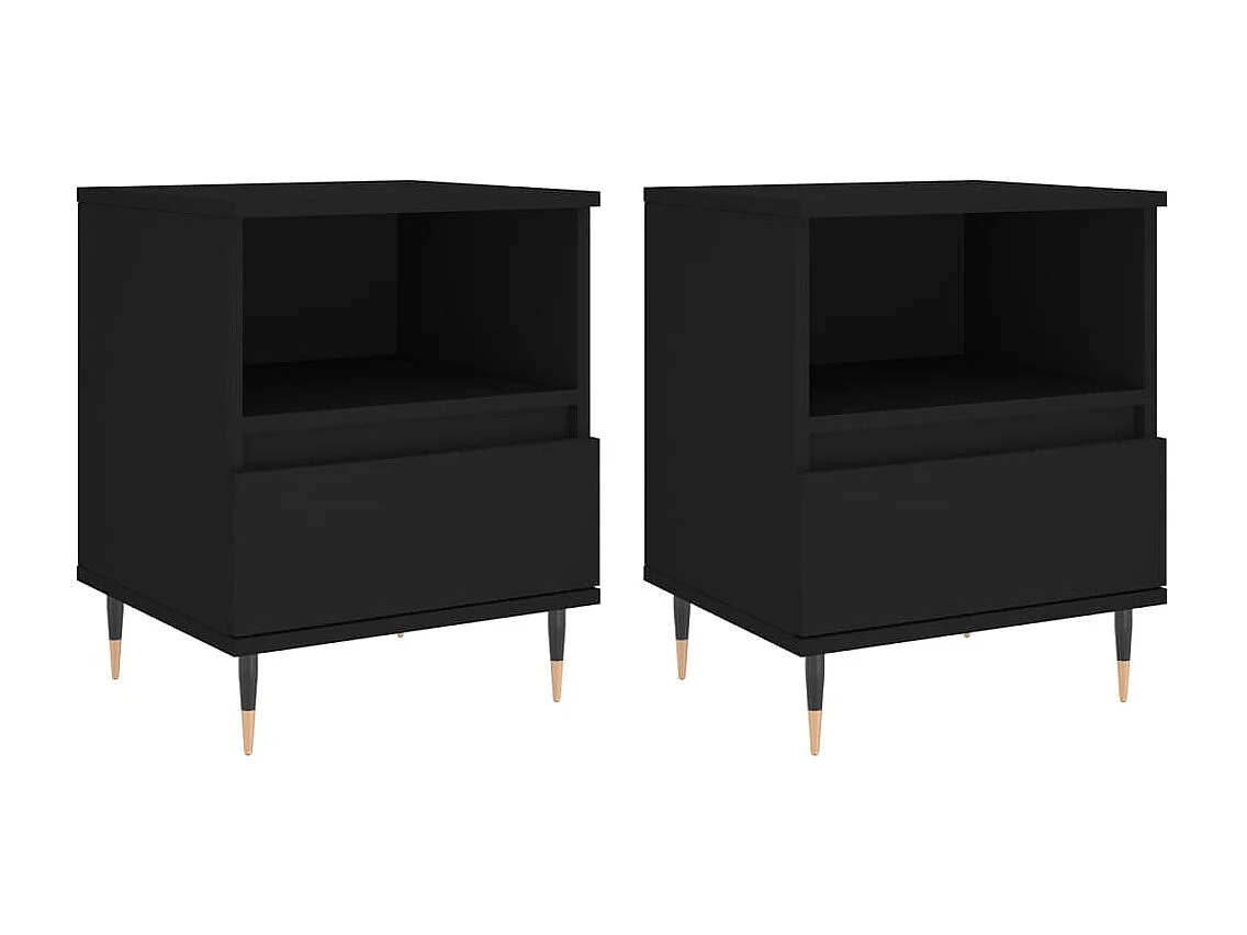 Blandon  Nachtkastjes 2 st 40x35x50 cm bewerkt hout zwart