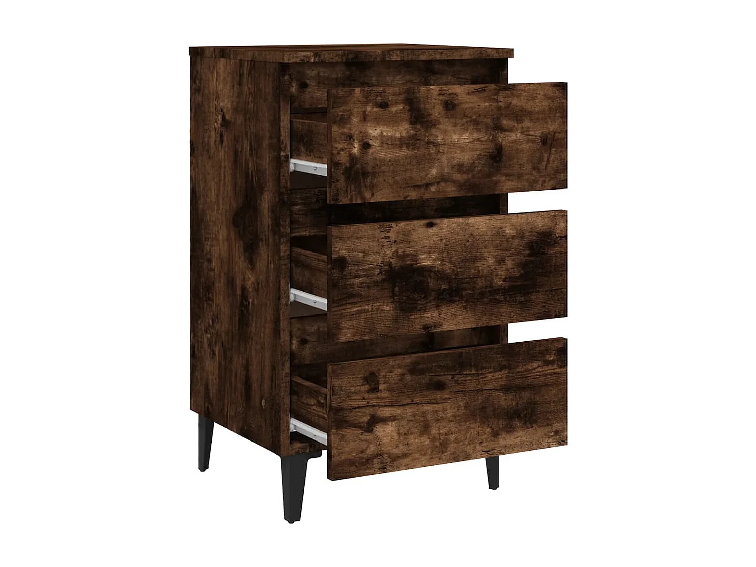 Artan  Table de chevet avec pieds en métal Chêne fumé 40x35x69 cm