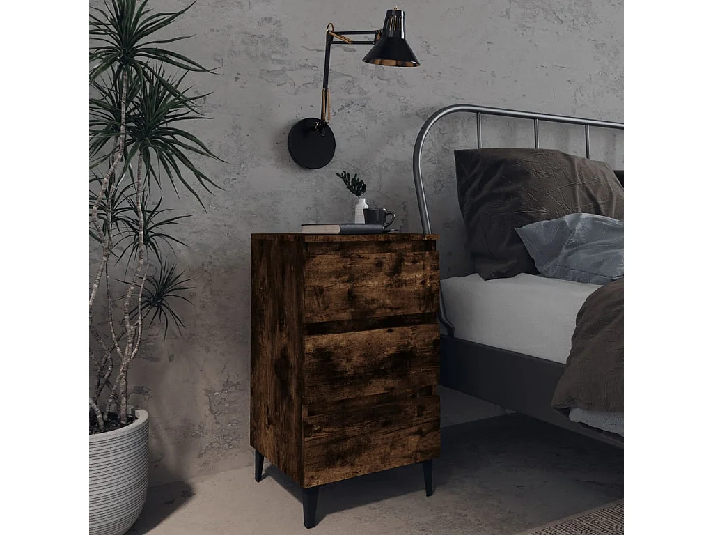 Artan  Nachtkastje met metalen poten 40x35x69 cm gerookt eikenkleurig