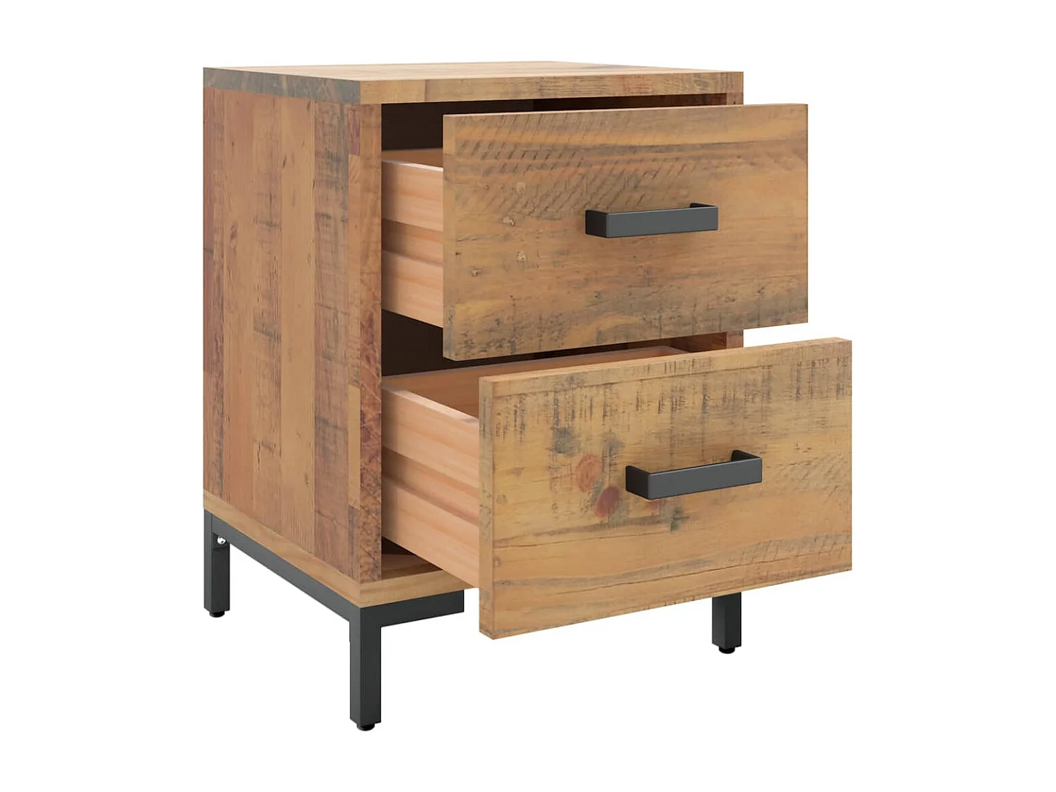 Arthir  Comodino Marrone 36x30x45 cm in Legno Massello di Pino