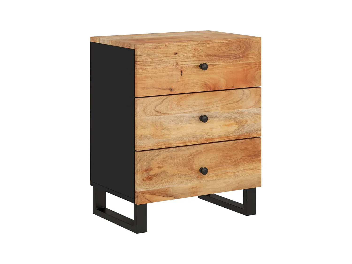Mie  Nachttisch 50x33x62 cm Massivholz Akazie & Holzwerkstoff