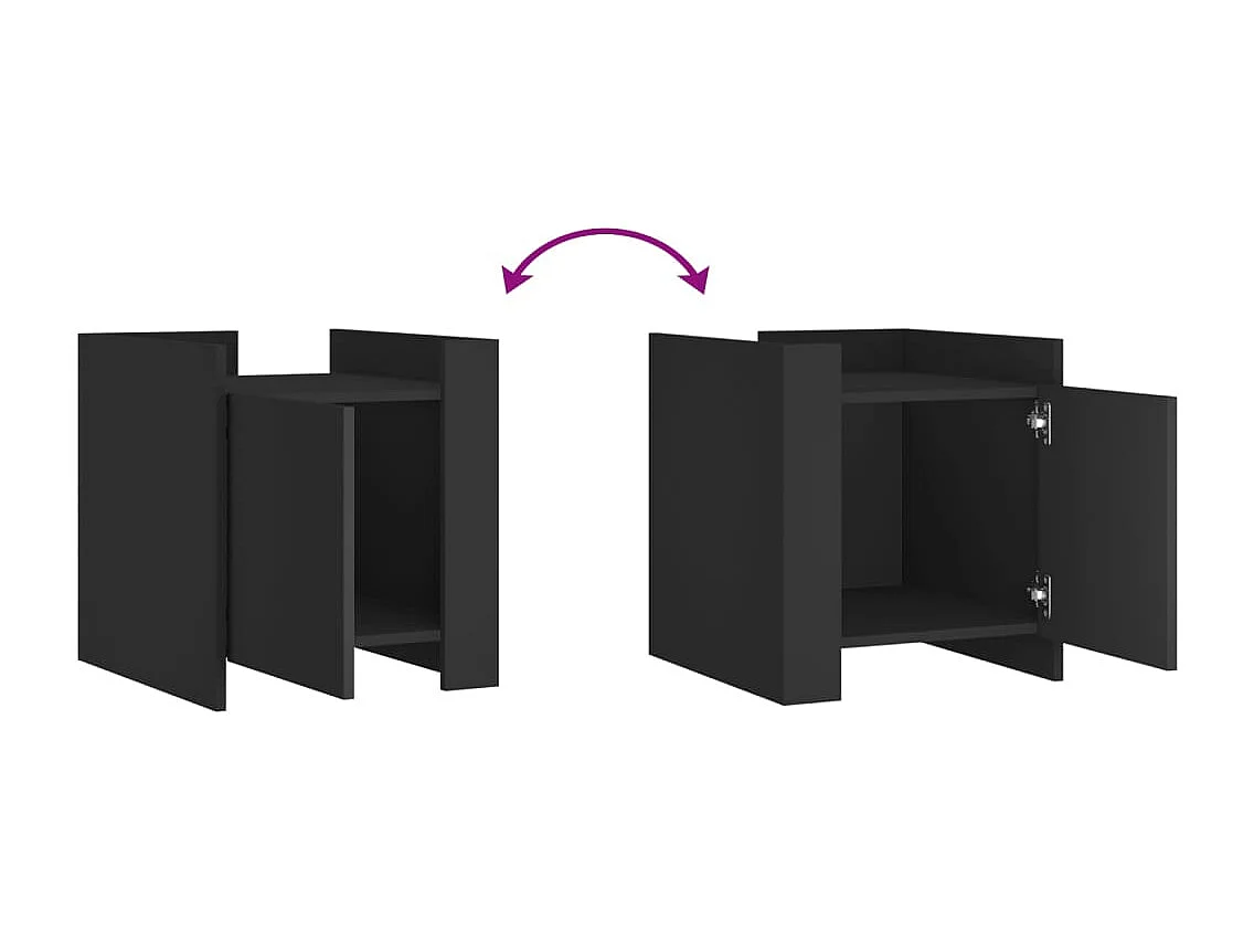 Jarnor  Mesita de noche madera de ingeniería negro 45x50x50 cm