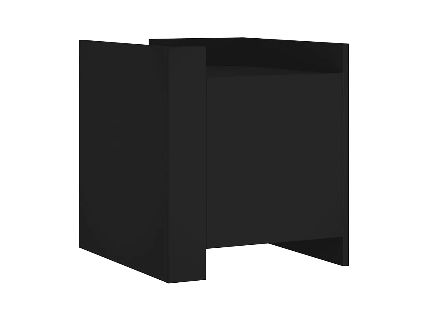 Jarnor  Comodino Nero 45x50x50 cm in Legno Multistrato