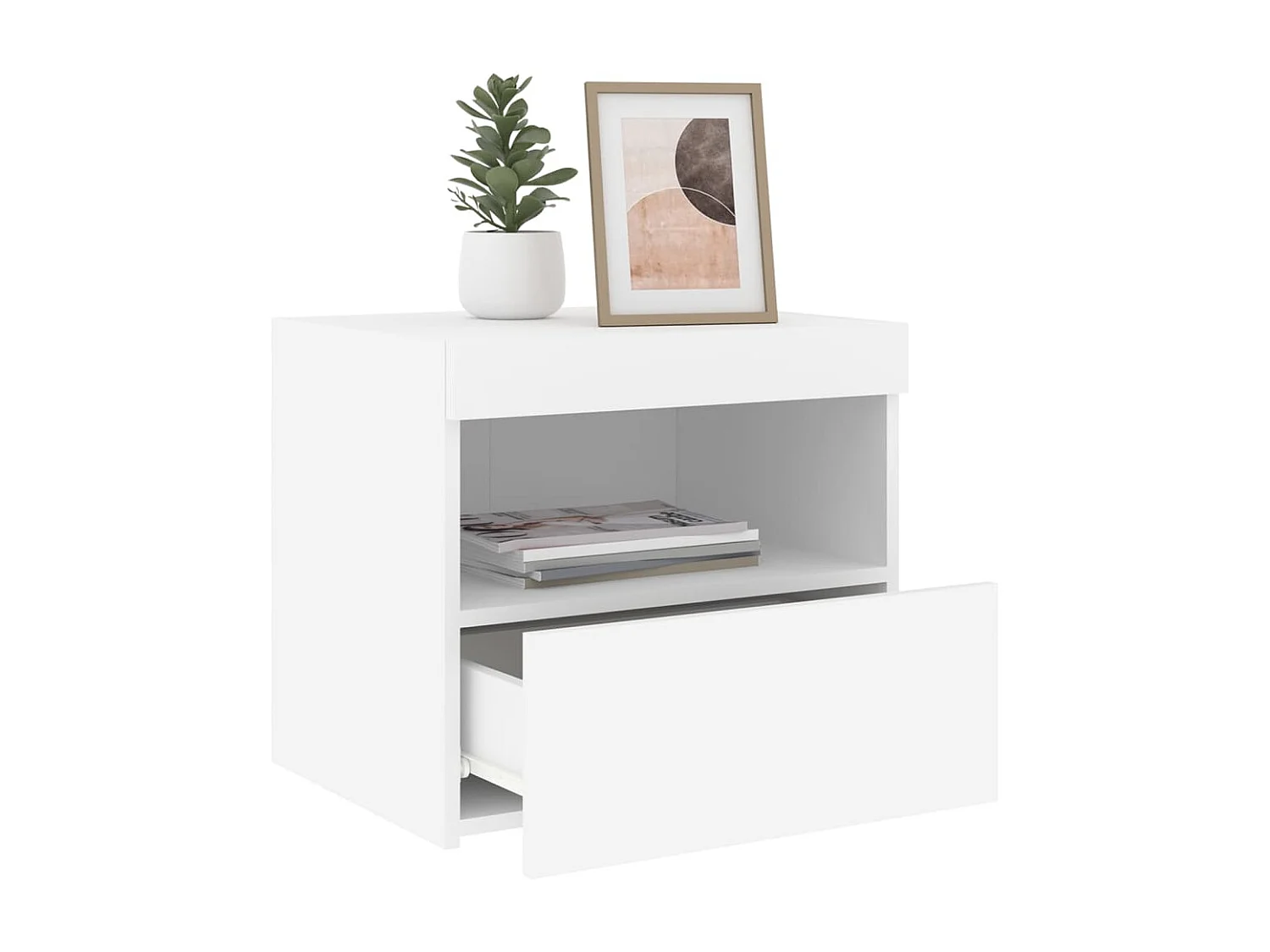 Prolenta Premium -  Tables de chevet avec lumières LED 2 pcs blanc 50x40x45 cm