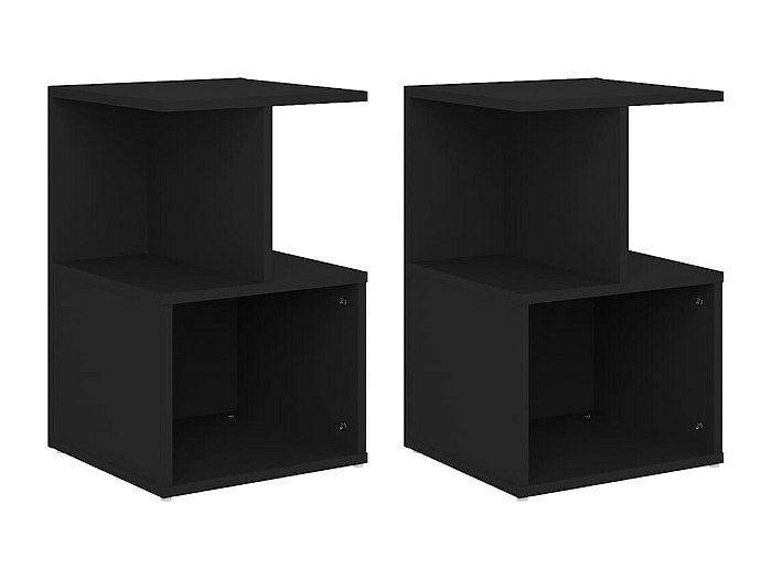 Comodini a Muro 2 pz Neri in Legno Multistrato 810938