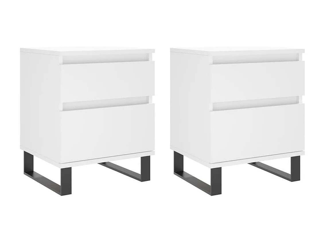 Rinald  Tables de chevet 2 pcs blanc 40x35x50 cm bois d’ingénierie