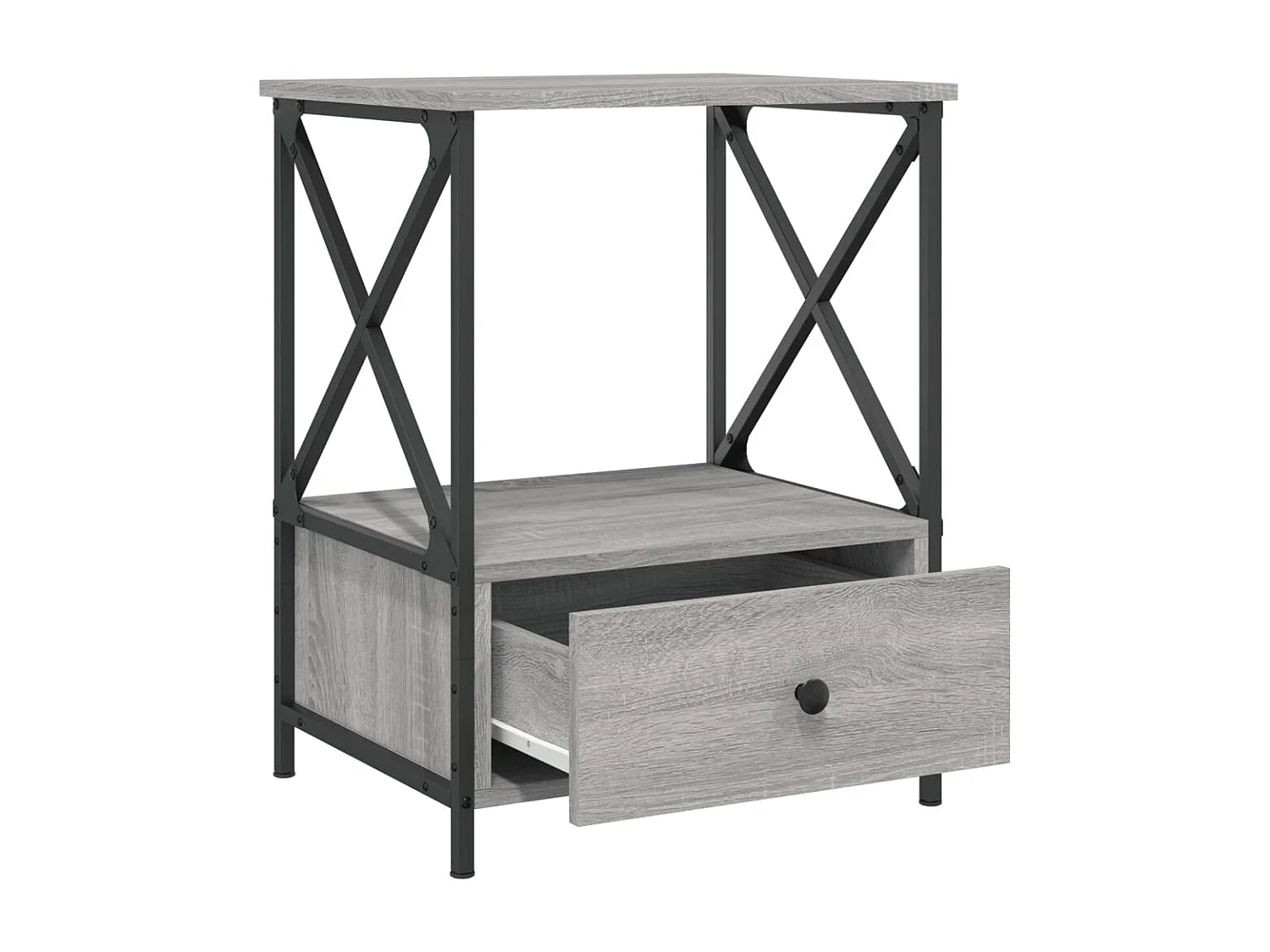 Hilda  Mesita de noche 2 uds madera ingeniería gris Sonoma 50x41x65 cm