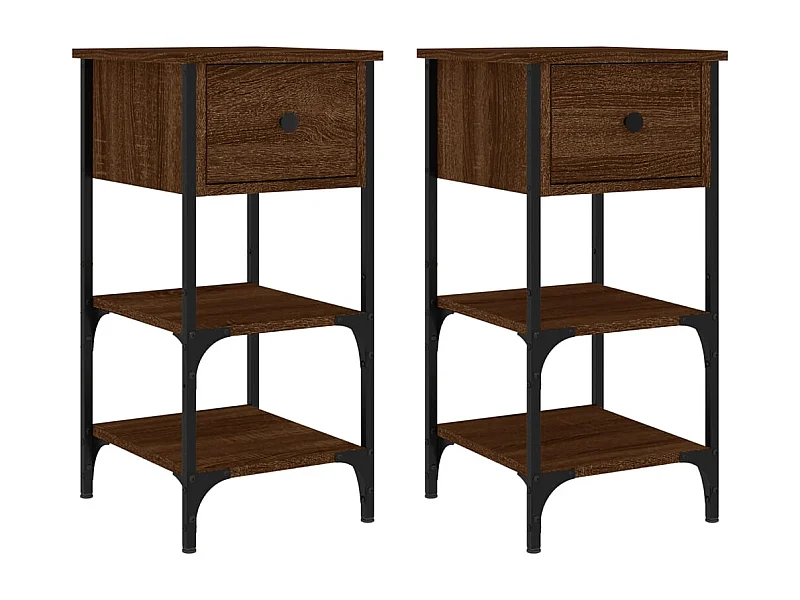 Jersey Shore  Nachtkastjes 2 st 34x36x70 cm bewerkt hout bruin eikenkleur
