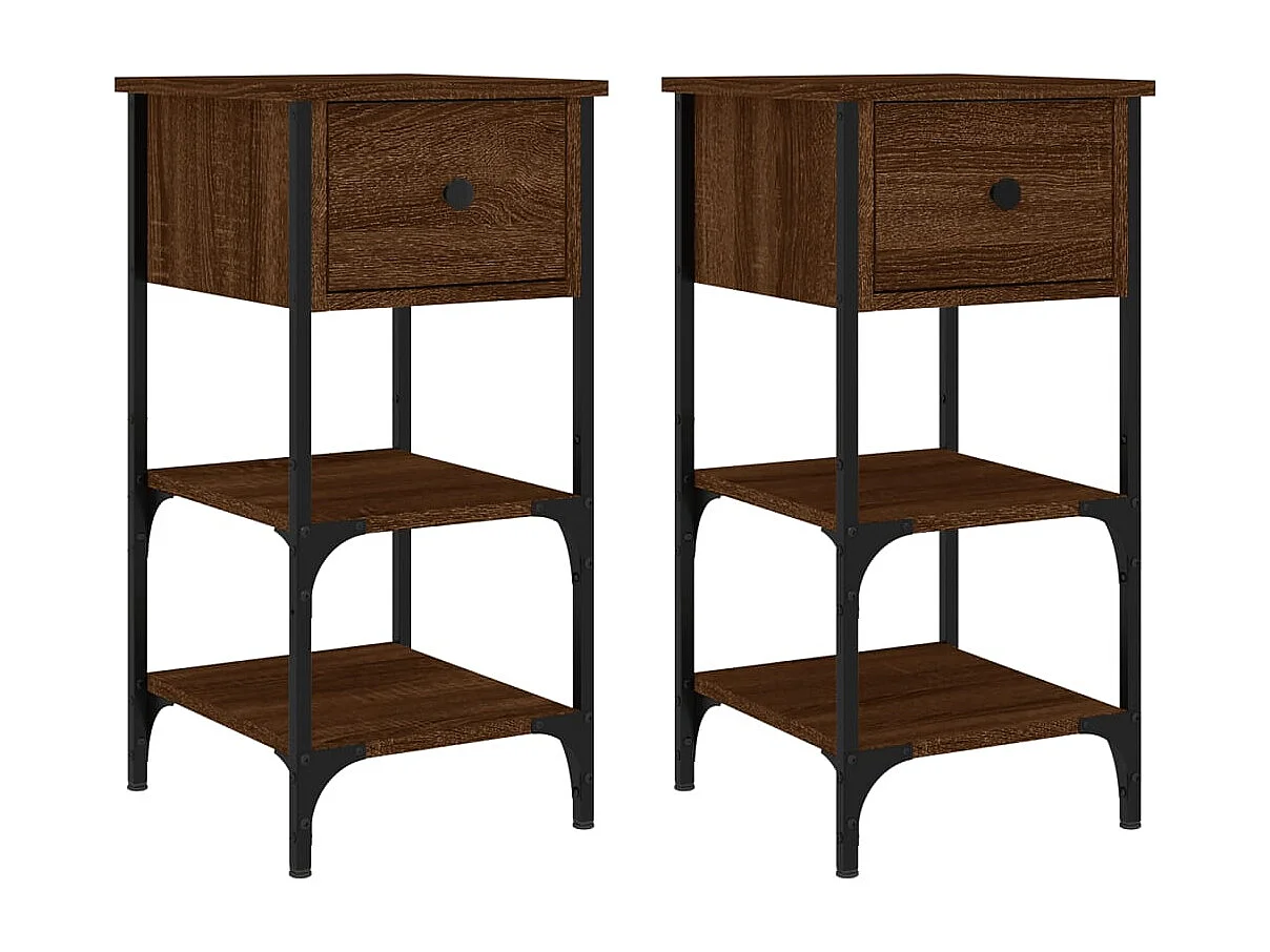 Jersey Shore  Nachttische 2 Stk. Braun Eichen-Optik 34x36x70 cm Holzwerkstoff