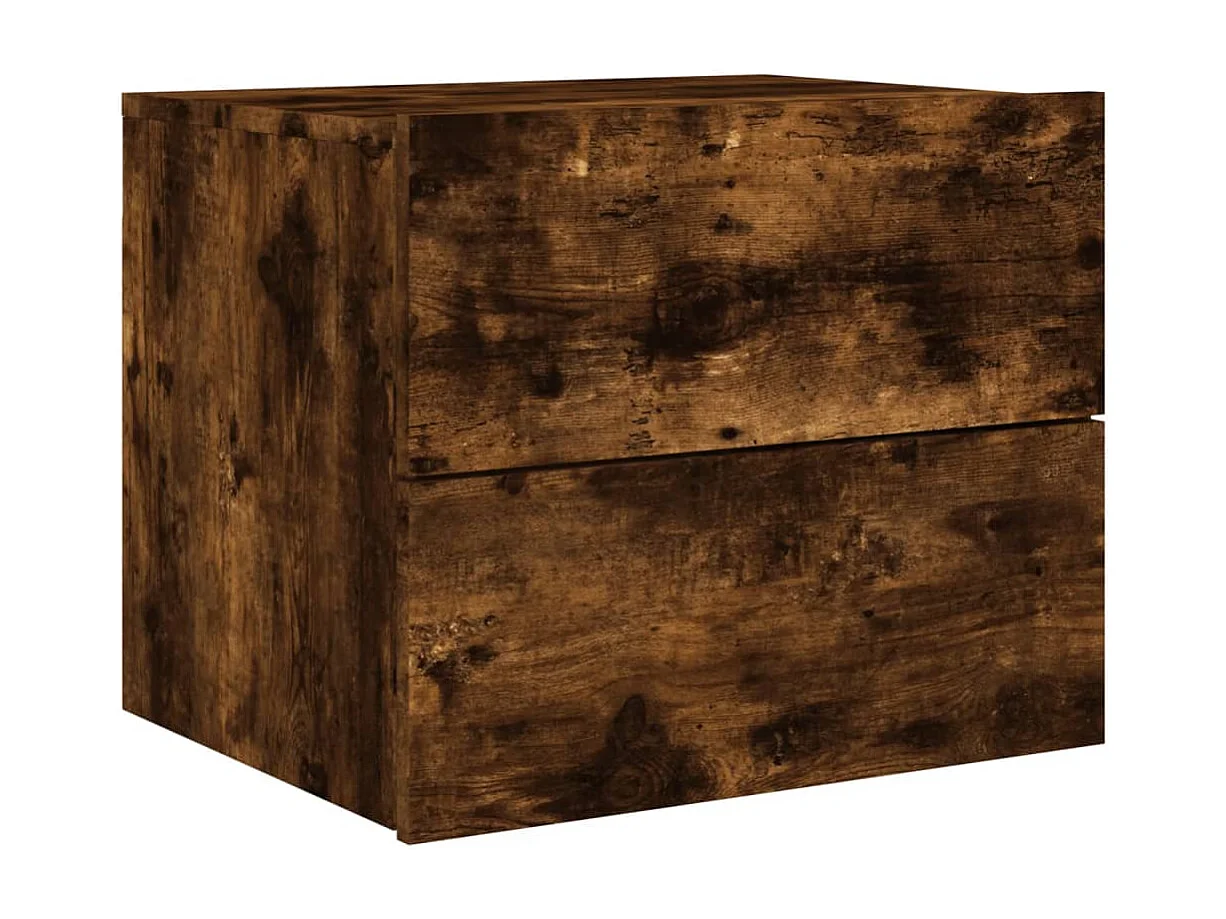 Prolenta Premium -  Table de chevet murale avec lumières LED chêne fumé