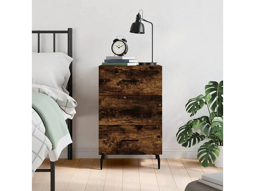 Hansa  Mesita de noche madera de ingeniería roble ahumado 40x40x66 cm