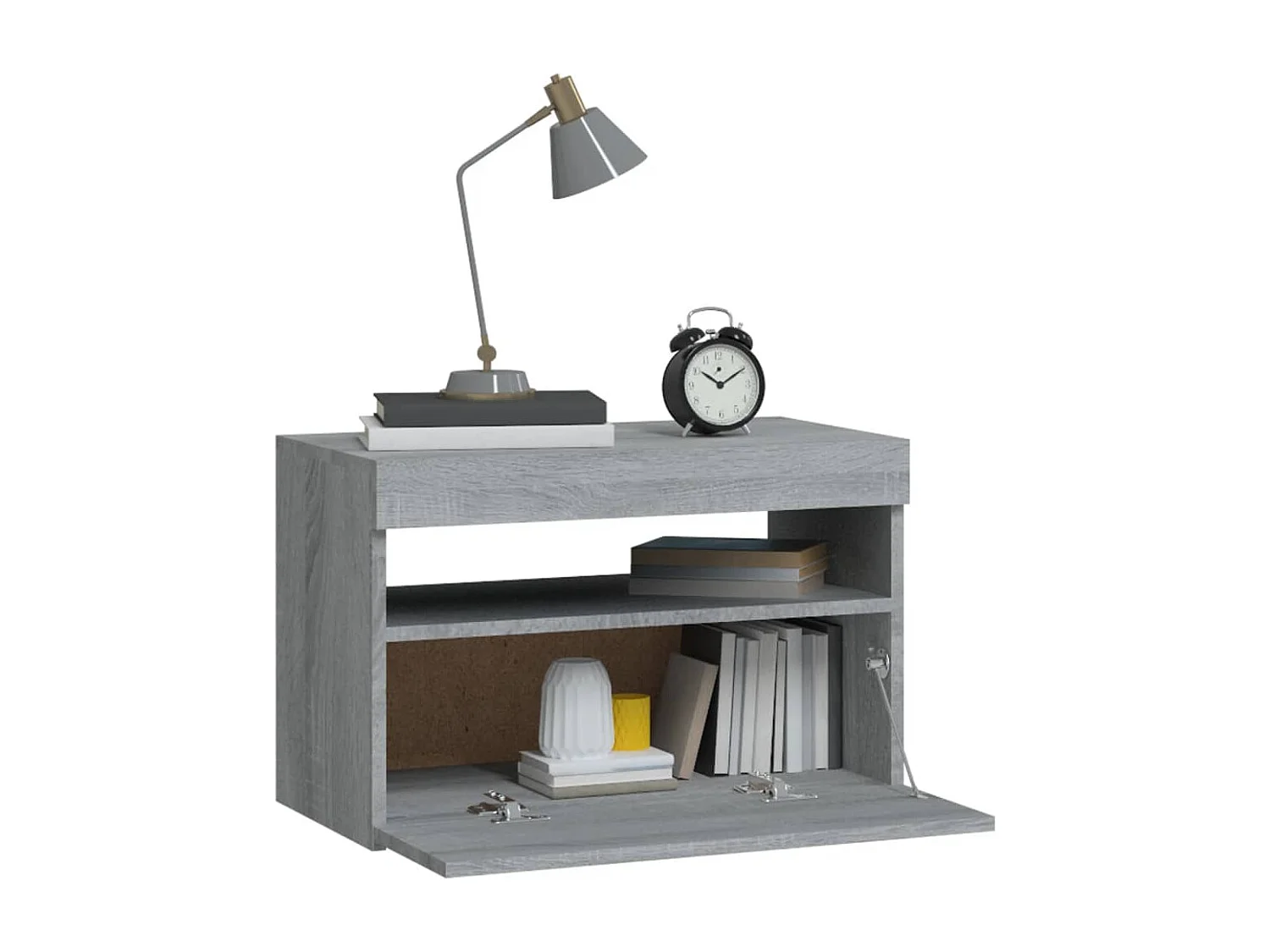 Beeville  Nachtkastje met LED-verlichting 60x35x40 cm grijs sonoma eiken