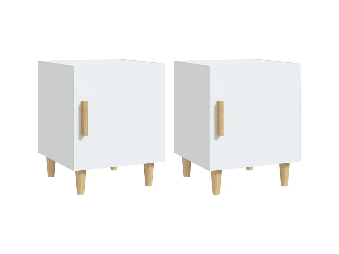 Oupeye  Tables de chevet 2 pcs Blanc Bois d'ingénierie