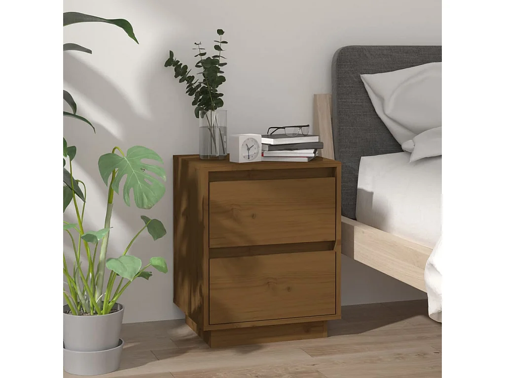 Maverick  Comodini 2 pz Ambra 40x35x50 cm in Legno Massello di Pino